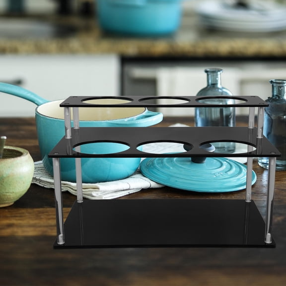 Minkissy Black Acrylic Two-Tier Coffee Syrup Organizer Rack for Kitchen Countertop Condiment Storage 12.5 x 8.5 x 6.5 inches