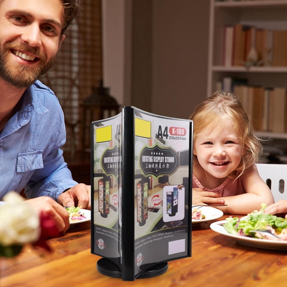 Minkissy Black Acrylic Rotatable Menu Display Stand for Restaurants and Events MultiSided Design 8.5 x 11 Inches