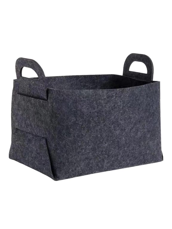 Black Felt Storage Basket Tray Organizer Bin for Home and Office, 1 Set