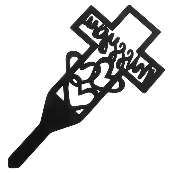 Minkissy Black Metal Memorial Cross Stake for Cemetery Yard Signs Lightweight and Rust Resistant