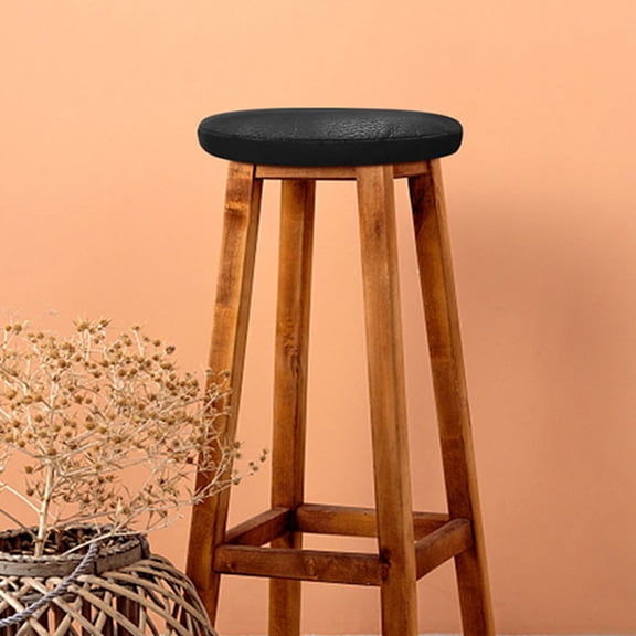 Minkissy Black Round Barstool Covers Waterproof PU for Commercial Use 1Pcs