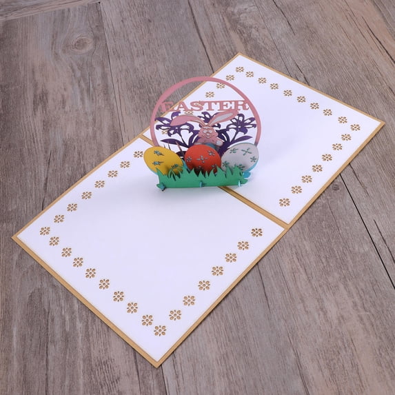 Minkissy Bunny Greeting Card 1Set Beige 3D Cutout Design Easter Gift For Students And Teachers