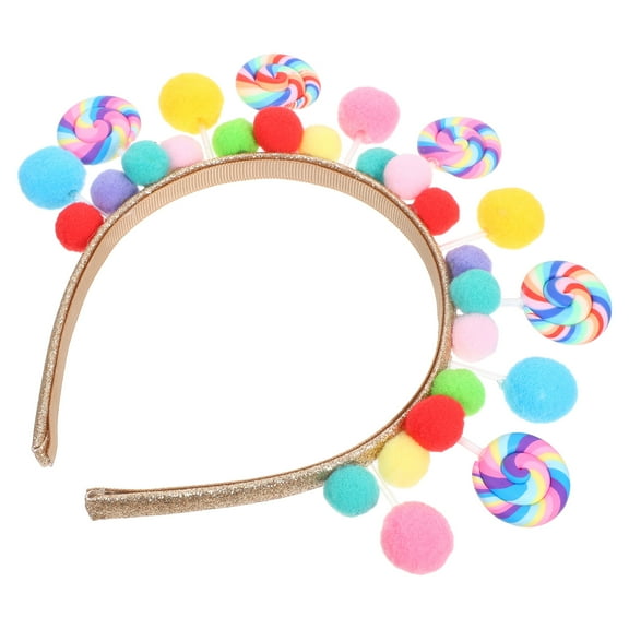 Minkissy Cartoon Headband Candy Pom Hair Hoop Multi 1Pcs for Girls Hair Decoration Amusement Park