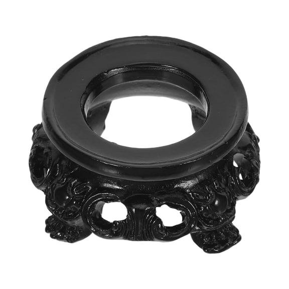 Minkissy Carved Black Wood Crystal Sphere Display Stand Decorative Orb Holder