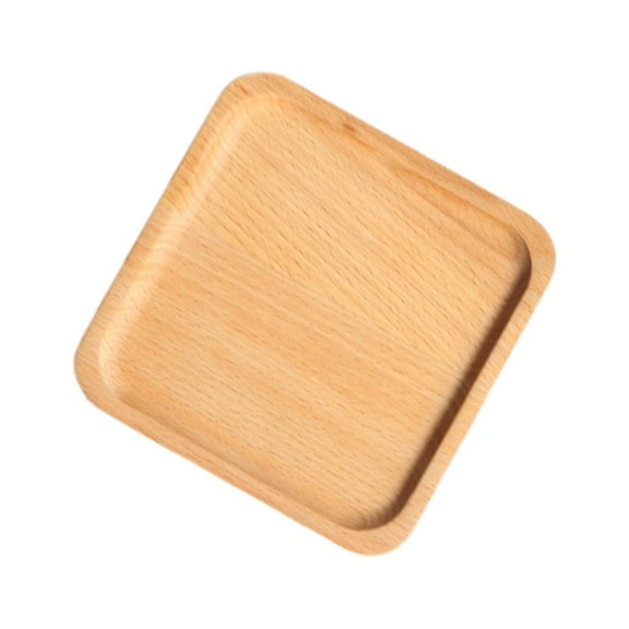 Minkissy Natural Beech Wood Square Tray 13x13x1.2cm Food Serving Storage Design