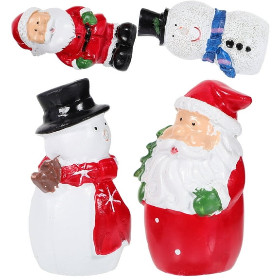 Minkissy Christmas Santa Claus Mini Figurines 4Pcs Resin Decoration Mixed Style For Family Friends Children