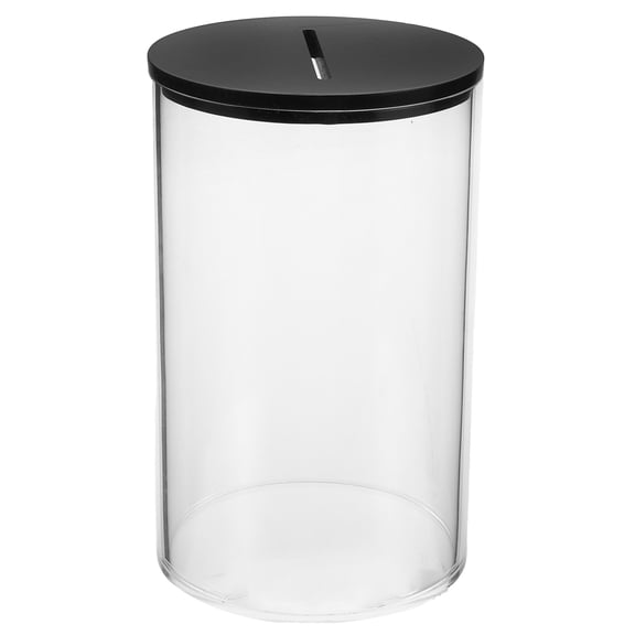 Minkissy Clear Acrylic Money Pot Deposit Box Black for Bartenders Donation Collection Restaurant Use