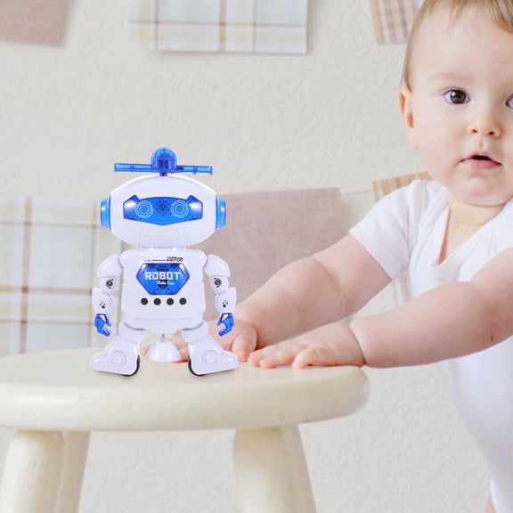 Minkissy Colorful Light Electronic Robot Toy with Music Playback and Rotating Design for Indoor Play, 1 Set