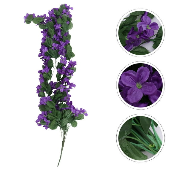 Minkissy Dark Purple Flowers Artificial Violet Simulation Vine Plastic Home Decoration for Flower Girl Basket 1Pack