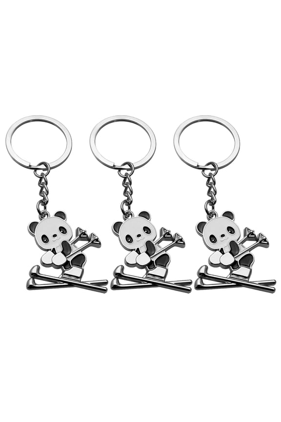 Decorative Panda Keychain Metal Pendant For Outdoor Activities Holidays 3pcs