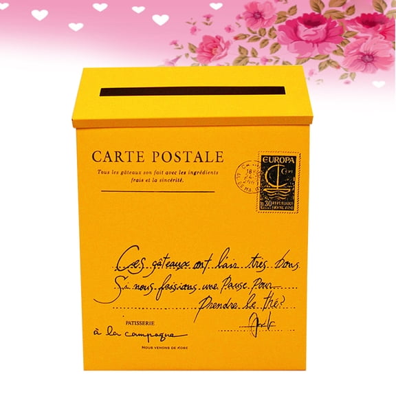 Minkissy Decorative Yellow Post Box Made of Premium Iron for Wall Ornaments and Photo Prop