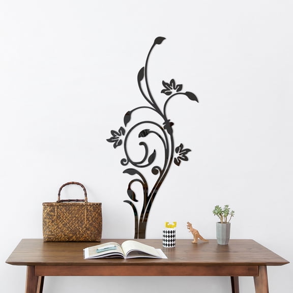 Minkissy Durable Black Mirror Wall Sticker Acrylic Reflective Decal for Doors Windows and Walls