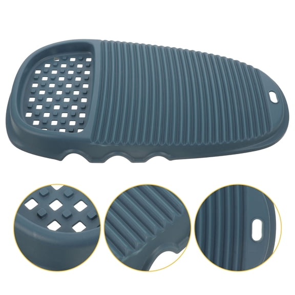 Minkissy Durable Blue Plastic Portable Washboard for Home Laundry Easy Storage Compact Design 12.6 x 5.9 x 1.6 Inches