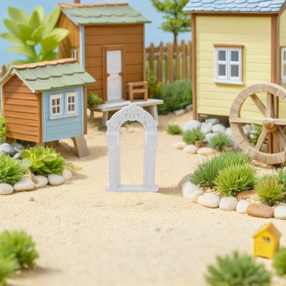 Minkissy Elegant European Design White Plastic Wedding Arch for DIY Decor and Miniature Fairy Gardens 34.5 inches