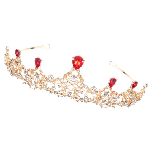 Minkissy Elegant Red Bride Crown Wedding Headdress with Craft for Special Occasion Decoration