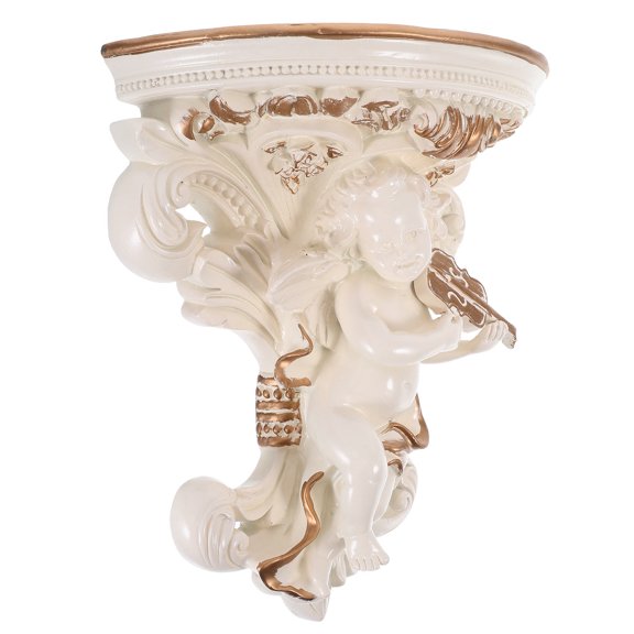 Minkissy European Style Angel Resin Wall Shelf Beige Color for Bedroom Living Room Wall Decoration