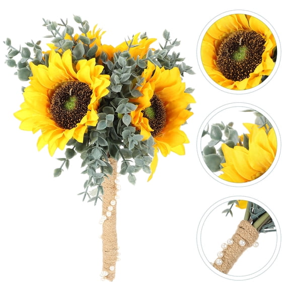 Minkissy Fake Bouquet Sunflower Bouquet Multi Plastic 1Set Couples Valentine Day Decor