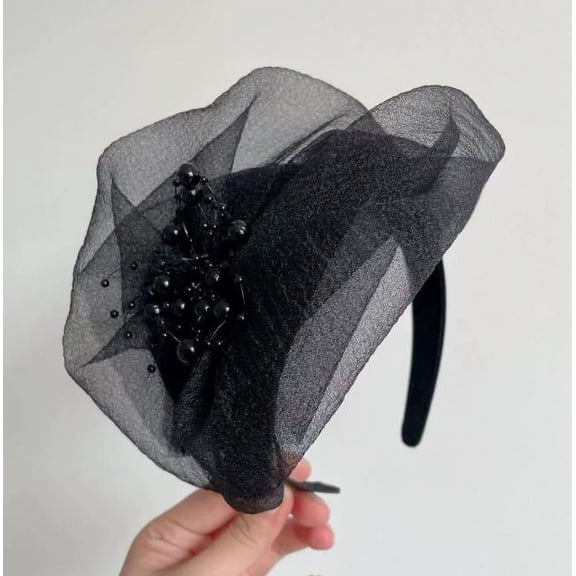 Minkissy Black Fascinator Hair Hoop with Mesh Material for Women, Party, Tea Party, Dance Hair Accessories, 1 Piece