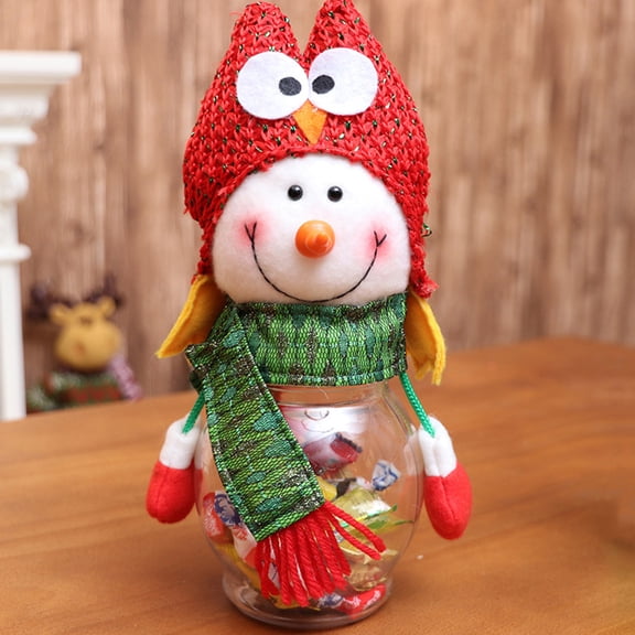 Minkissy 2-Pack Plastic Candy Storage Jars with Snowman Design, Christmas Holiday Decorations, Assorted Colors for Festive Treats