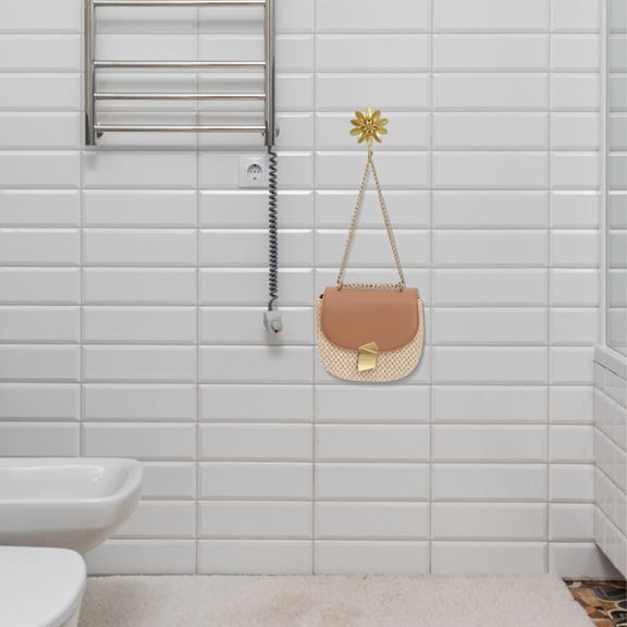 Minkissy Flower Design Metal Hook Golden Iron Wall Hanger for Home Use and Decoration