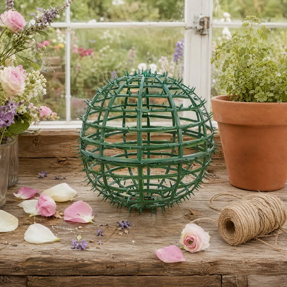 Minkissy 2Pcs Faux Green Ball Frame Plastic Topiary Rack for Garden and Wedding Displays