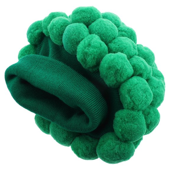 Minkissy Funny Green Broccoli Hat Knitted Crochet Headgear with Cute Pom Pom for Party Celebration