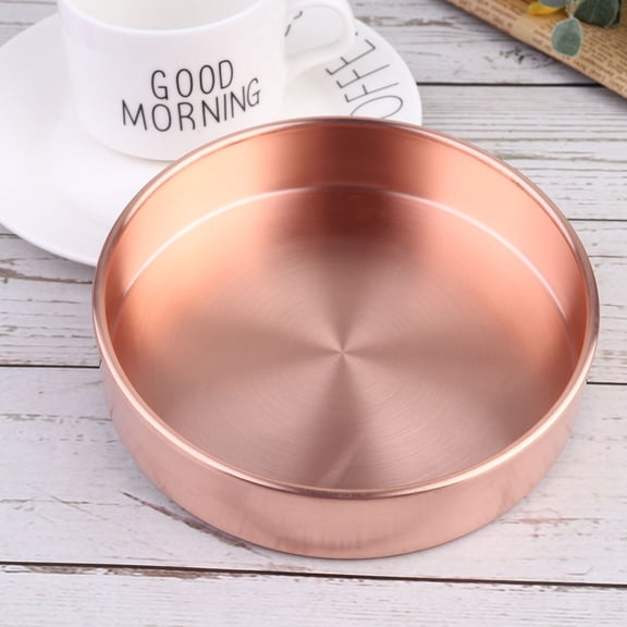 Minkissy Golden Copper Jewelry Tray Round Desktop Organizer for Rings and Necklaces Storage