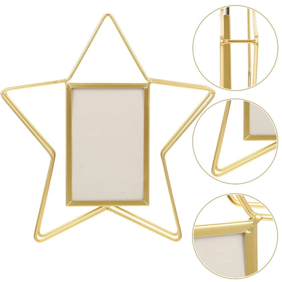 Minkissy Decorative Photo Frame Simple Structure Metal Golden 1Set 11.7x11.2x1.6In