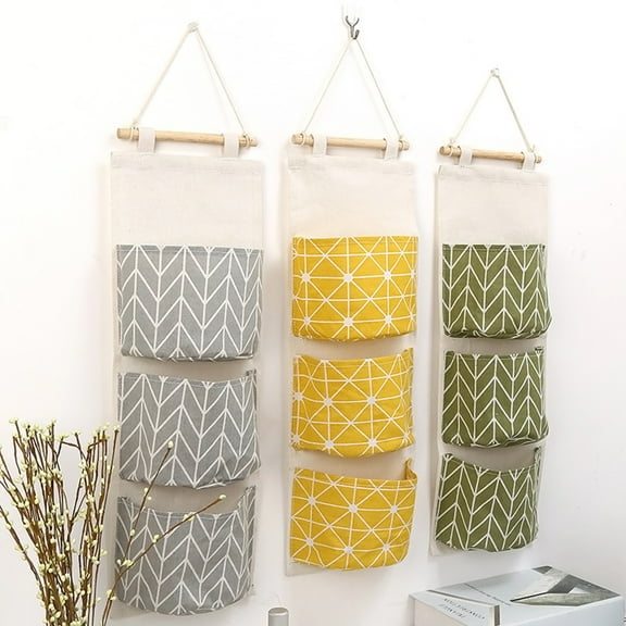 Minkissy Hanging Toiletry Bag Waterproof Home Organizer Yellow Wall 1Set