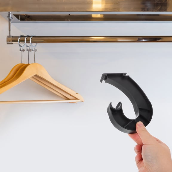 Minkissy J-shaped Closet Rod Hanger Support Bracket for Wire Shelving, Black