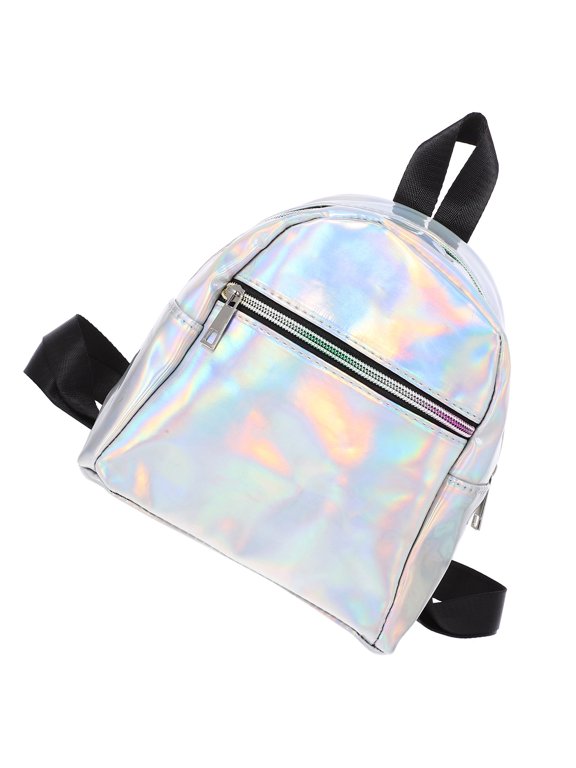 Korean Style Women's Backpack, White Pattern Shoulder Bag with Compact Interior Storage