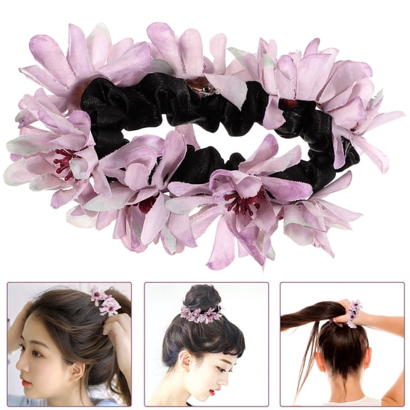 Minkissy Lightweight Violet Flower Hair Tie Elastic Band for Stylish Hair Accessories