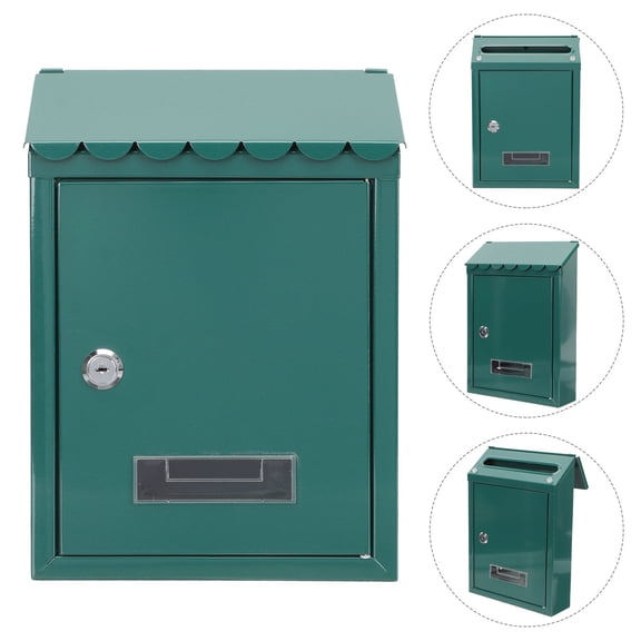 Minkissy Lockable Green Iron Mailbox Wall Mount for Outdoor Decor 1Pack