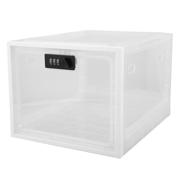 Minkissy Lockable Transparent Acrylic Storage Box for Home Office Travel, Multi-Use Organizer 12.5 x 8.5 x 5.5 Inches