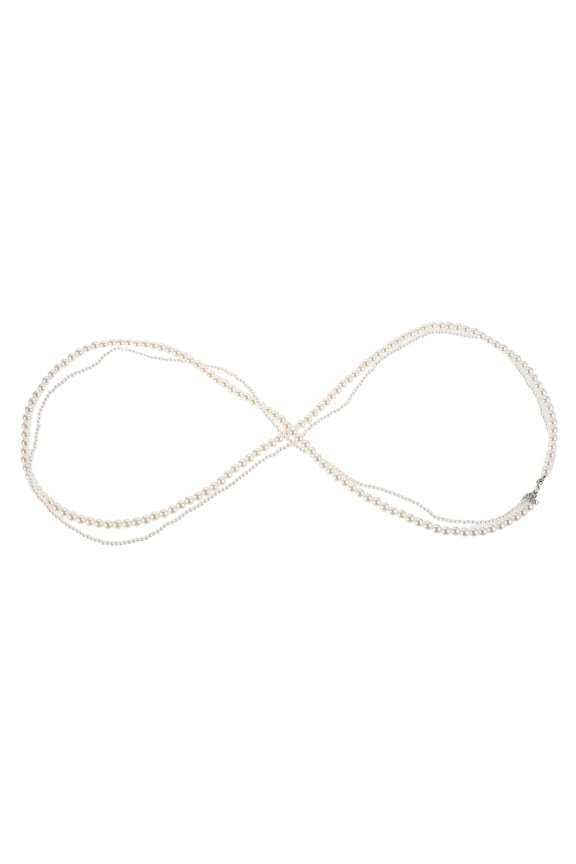 Long Double Layered White Artificial Necklace Elegant Sweater Chain for Formal Events and Parties