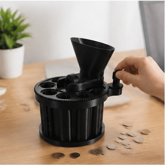 Minkissy Manual Coin Sorter and Counter, Black, Efficient and Accurate, for Office