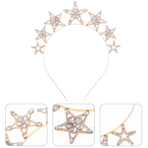Minkissy Metal Hairband with Star Design Stylish Golden Headpiece for Bridal and Party Wear