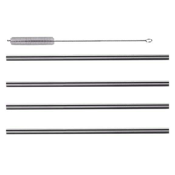 Minkissy 4Pcs Stainless Steel Straws Straight Silver Anti Rust for Adults Daily Use