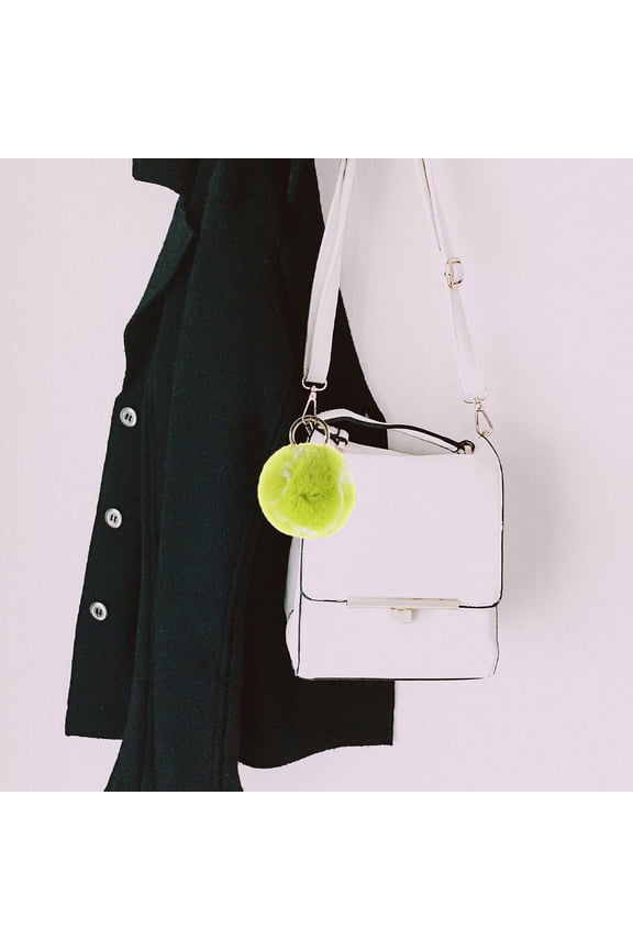 Mini Plush Tennis Keychain Yellow Bag Accessory for Car Keys Phones Daily Use 1Set