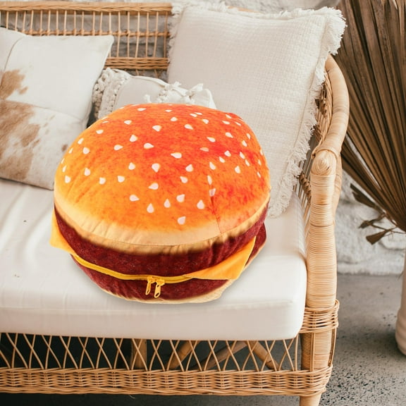 Minkissy Plush Hamburger Pillow with Soft PP Cotton Filling, Food-Shaped Stuffed Toy Cushion for Cozy Family Room Decor and - 1 Set
