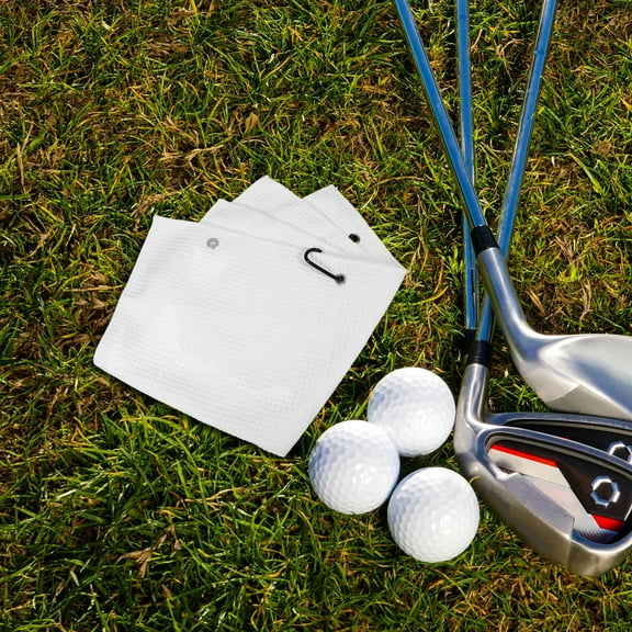 Minkissy Outdoor Portable White Golfing Towel with Magnet for Multi Directional Golf Ball Cleaning