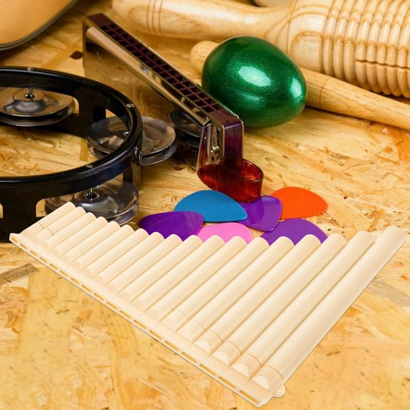 Minkissy 18-Pipe Panpipes Instrument in Beige ABS Plastic for Beginners, Lightweight and , 1 Pack