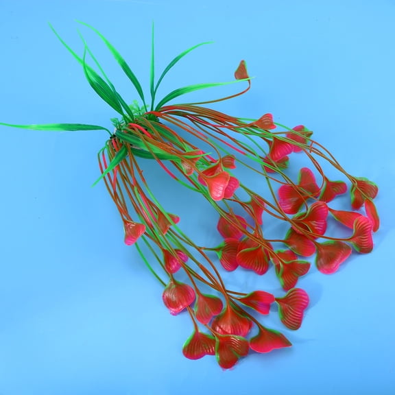Minkissy Pink Aquarium Plants Plastic Decoration Realistic Fish Tank Ornament for Fresh and Salt Water with Stable Base