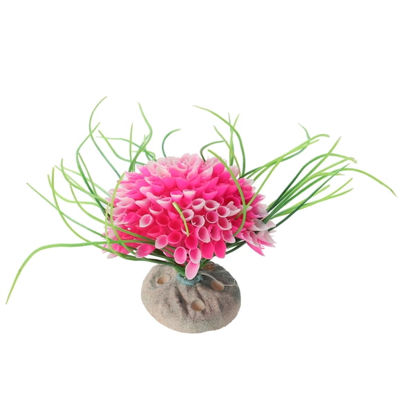 Minkissy Pink Aquarium Plants Plastic with Base Realistic Fish Tank Decoration Suitable for Fresh Salt Water