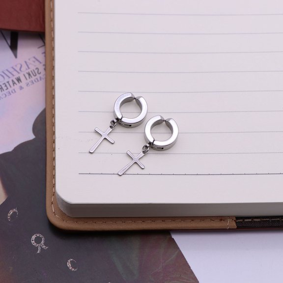 Minkissy Plated Cross No Pierced Ear Clip Earrings Solid Quality Material Stylish Daily Jewelry