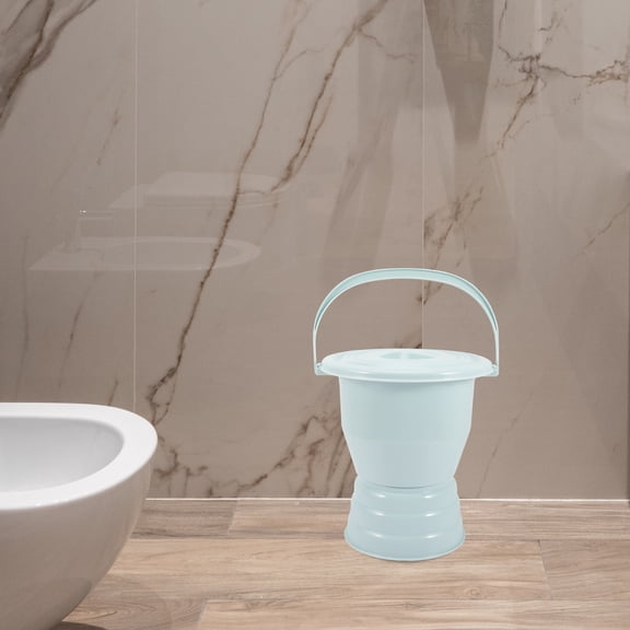 Minkissy Portable Adult Toilet Round Spittoon with Lid 11.2x10.6in Compact and Easy to Clean 1 Piece