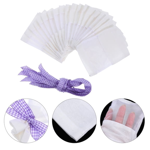 Minkissy Lavender Sachet Bags with Window Design, 20pcs Small Fabric Drawstring Bags for Home Aromatherapy and Fragrance
