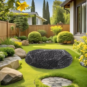 Minkissy Realistic Dark Grey Foam Faux Stone Rock for Garden Landscaping Indoor Outdoor Decor, Lightweight 1 Piece