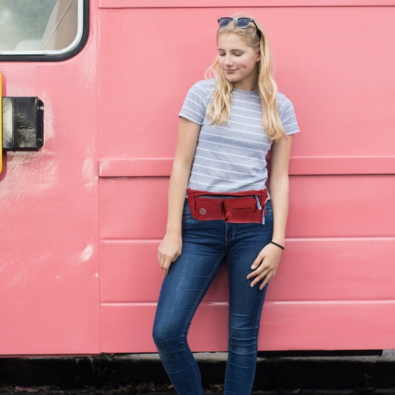 Minkissy Red Outdoor Waist Bag Sports Fanny Pack with Large Capacity for Travel and Exercise