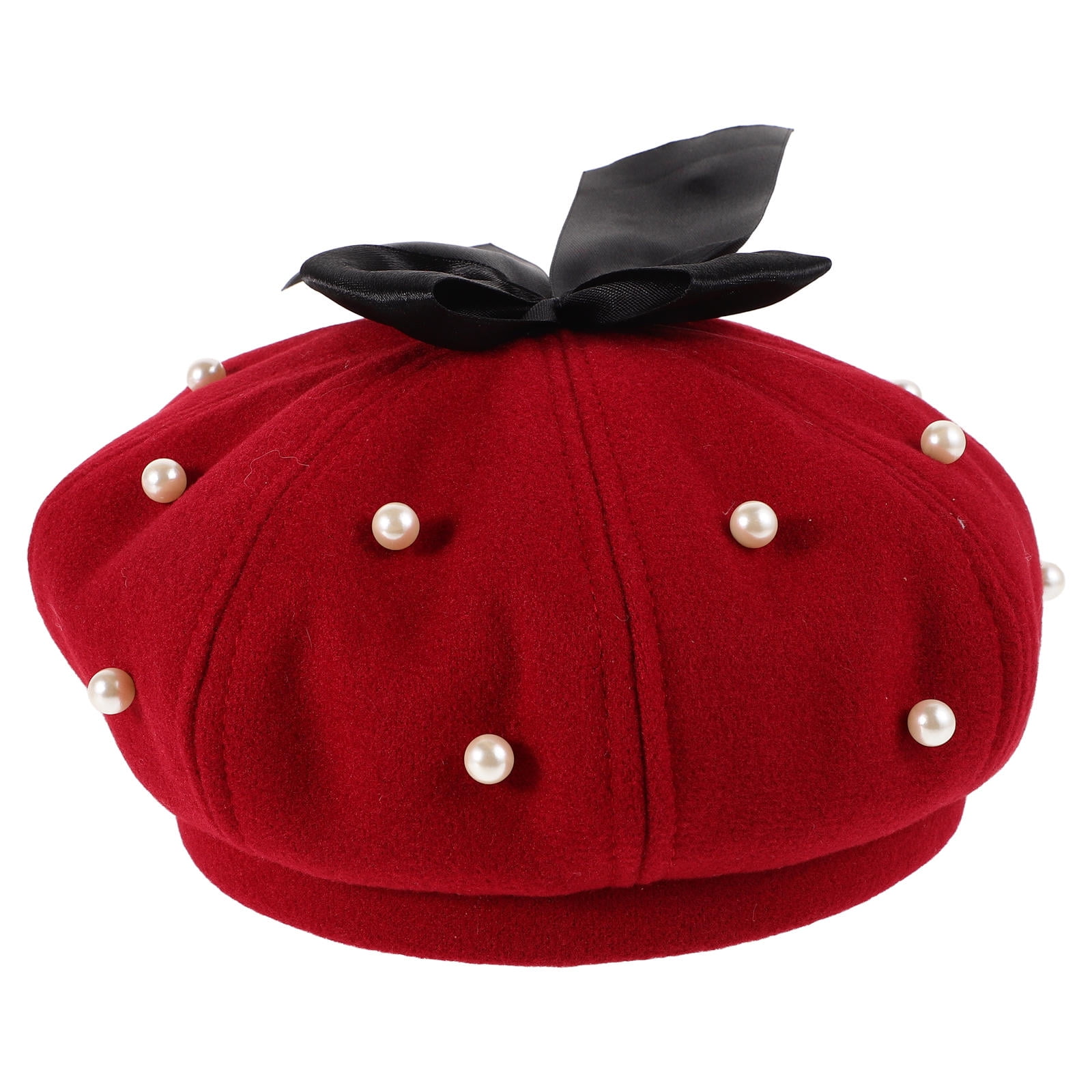 Minkissy Retro Vintage Street Beret Cap Beret Hat Dark Red 